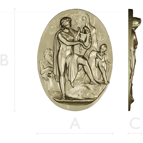 Lyre Player High-Relief Medallion STL