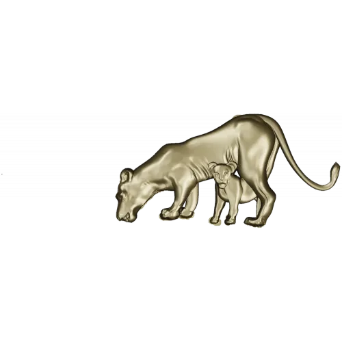 Lioness with Cub bas-relief STL - 3D model for CNC milling