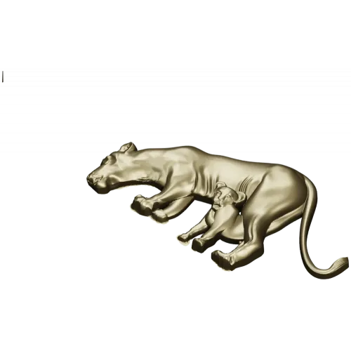 Lioness with Cub bas-relief STL - 3D model for CNC milling