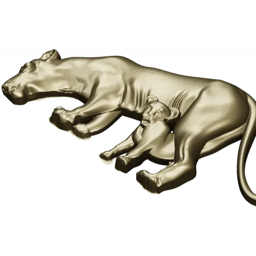 Lioness with Cub bas-relief STL - 3D model for CNC milling