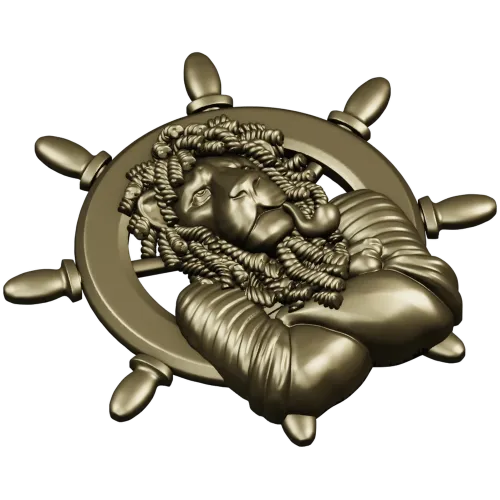 Капитан-Лев - 3D модель STL для ЧПУ, барельефный морской декор
