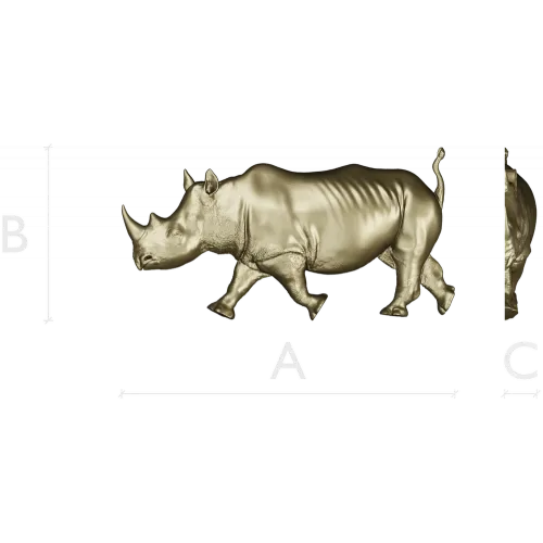 Rhinoceros High-Relief 3D STL for CNC Carving