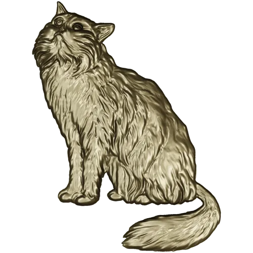 Fluffy Sitting Cat - CNC-ready STL Relief