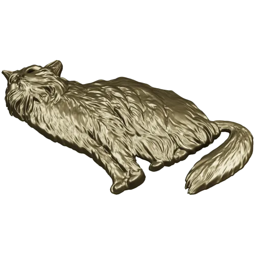 Fluffy Sitting Cat - CNC-ready STL Relief