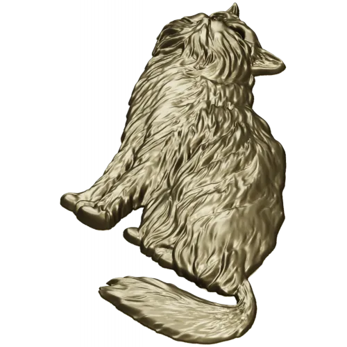 Fluffy Sitting Cat - CNC-ready STL Relief