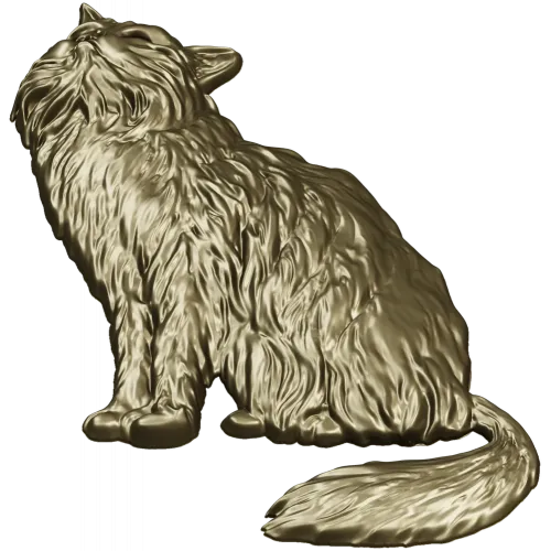 Fluffy Sitting Cat - CNC-ready STL Relief