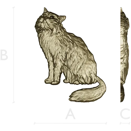 Fluffy Sitting Cat - CNC-ready STL Relief
