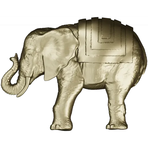 3D модель слона в формате STL для ЧПУ - реалистичная скульптура с попоной