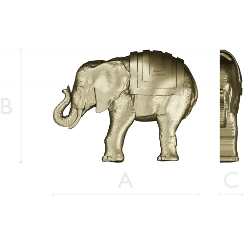 3D модель слона в формате STL для ЧПУ - реалистичная скульптура с попоной
