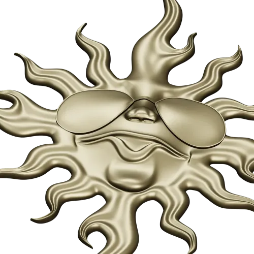 Sunface with Sunglasses - high-relief 3D STL model for CNC carving