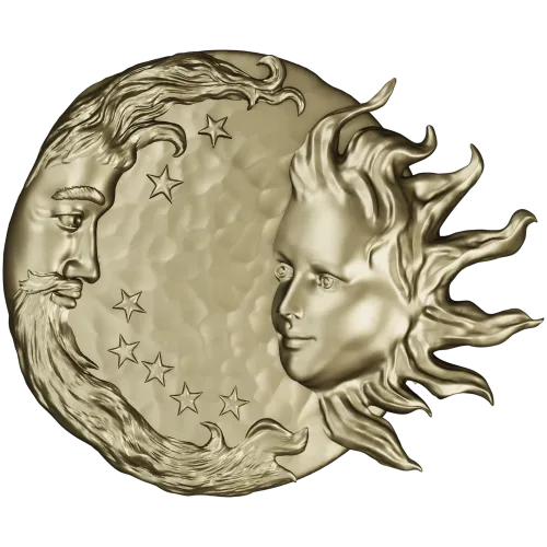 Solunar Embrace - Sun and Moon CNC STL Relief