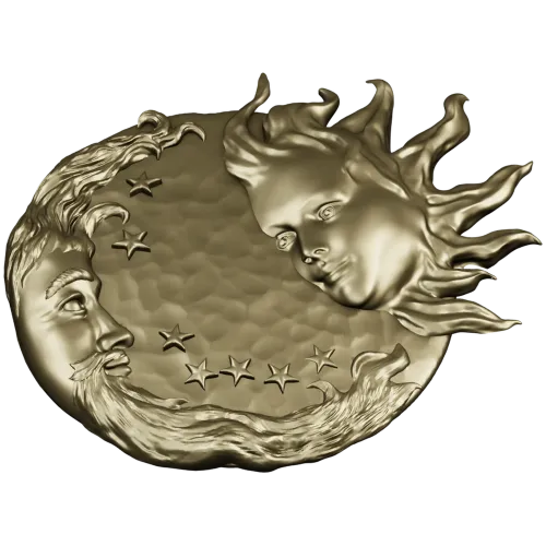 Solunar Embrace - Sun and Moon CNC STL Relief