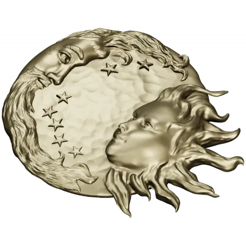 Solunar Embrace - Sun and Moon CNC STL Relief