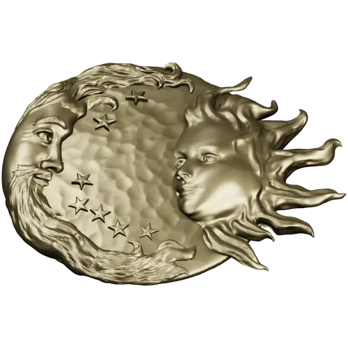 Solunar Embrace - Sun and Moon CNC STL Relief