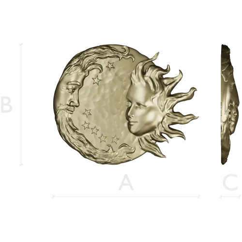 Solunar Embrace - Sun and Moon CNC STL Relief