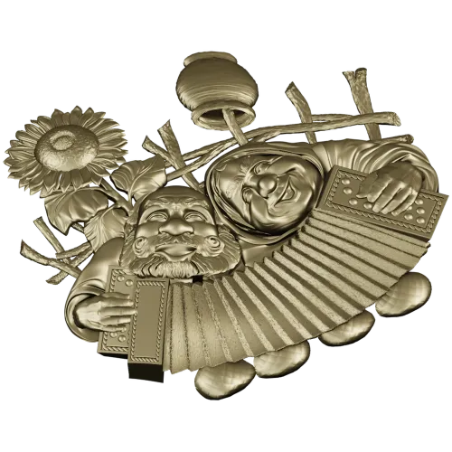 Sunny Accordion Elders - STL 3D model for CNC relief carving