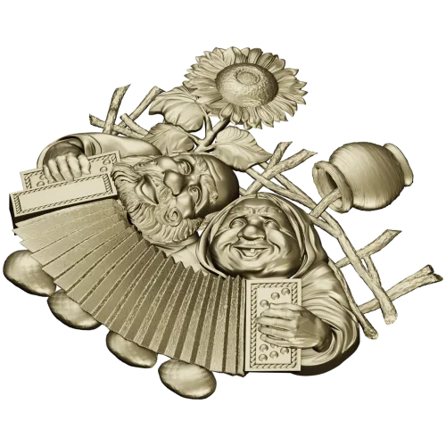 Sunny Accordion Elders - STL 3D model for CNC relief carving