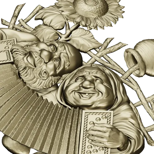 Sunny Accordion Elders - STL 3D model for CNC relief carving