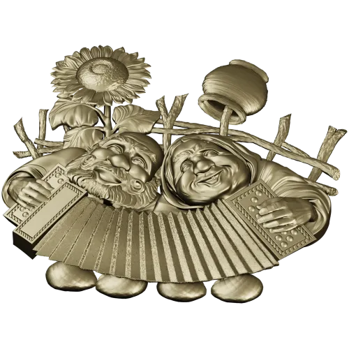 Sunny Accordion Elders - STL 3D model for CNC relief carving