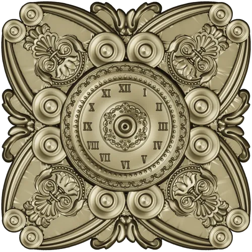 Ornate Clock Face Rosette 3D Model STL for CNC Milling