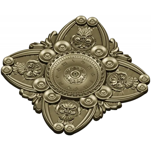 Ornate Clock Face Rosette 3D Model STL for CNC Milling