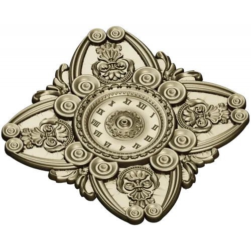 Ornate Clock Face Rosette 3D Model STL for CNC Milling