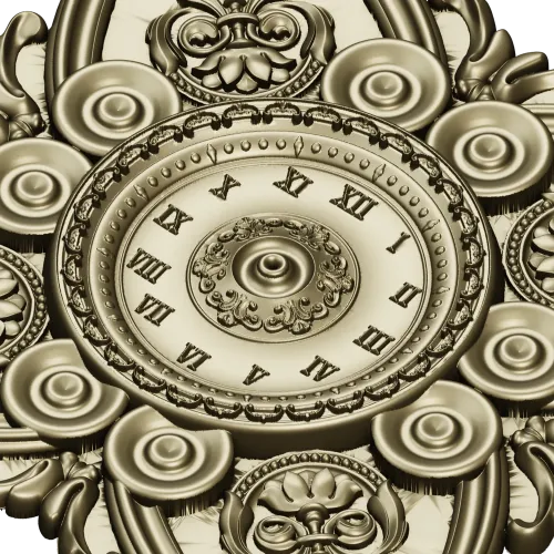 Ornate Clock Face Rosette 3D Model STL for CNC Milling