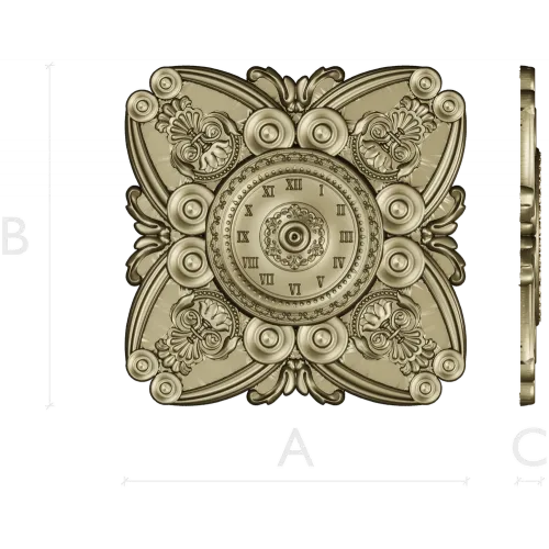 Ornate Clock Face Rosette 3D Model STL for CNC Milling