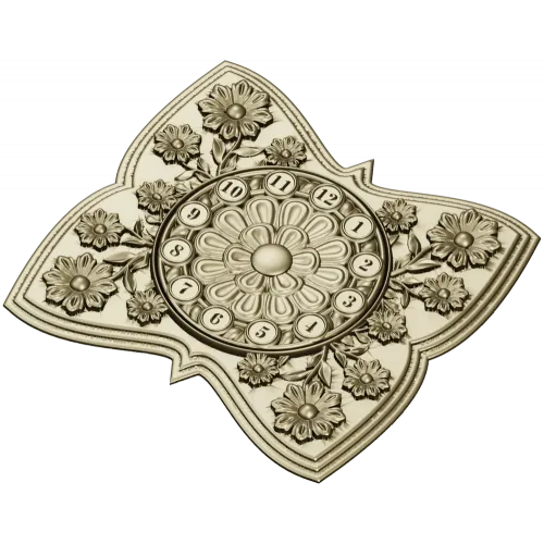 Decorative Floral Clock Face 3D Model for CNC Milling in STL Format