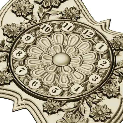 Decorative Floral Clock Face 3D Model for CNC Milling in STL Format