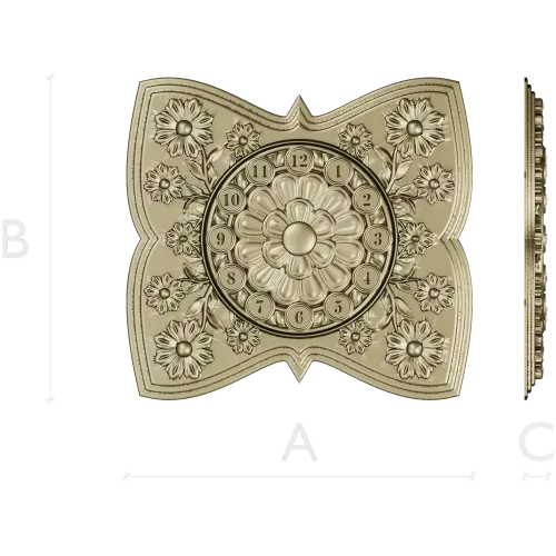 Decorative Floral Clock Face 3D Model for CNC Milling in STL Format