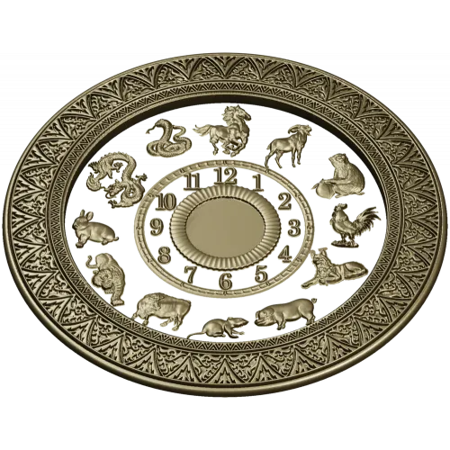 Chinese Zodiac Clock Face STL Model for CNC