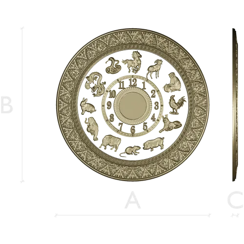 Chinese Zodiac Clock Face STL Model for CNC