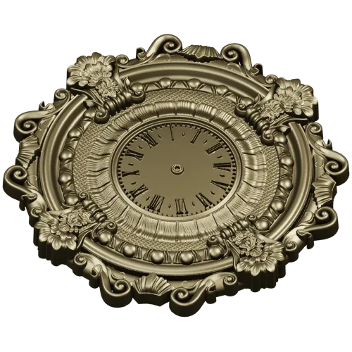 Ornate Baroque Wall Clock 3D Model for CNC Milling