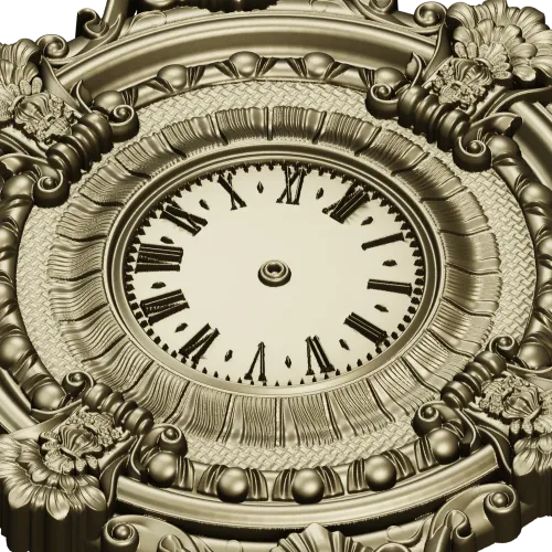Ornate Baroque Wall Clock 3D Model for CNC Milling