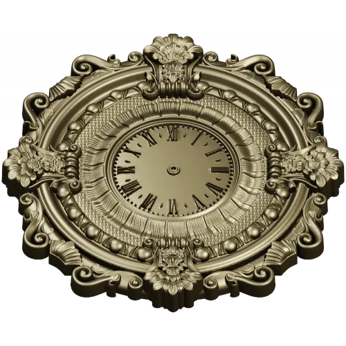 Ornate Baroque Wall Clock 3D Model for CNC Milling