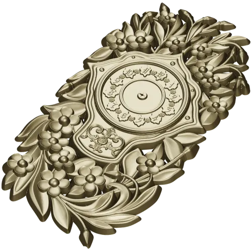 Ornate Floral Clock Face 3D Model for CNC