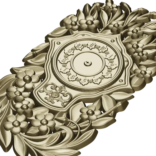 Ornate Floral Clock Face 3D Model for CNC