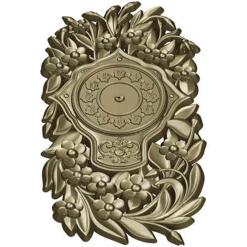 Ornate Floral Clock Face 3D Model for CNC