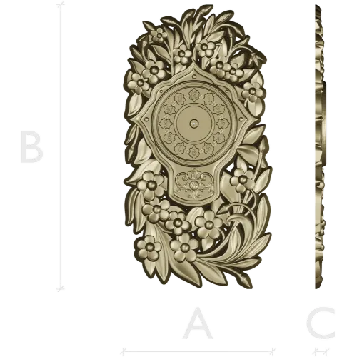 Ornate Floral Clock Face 3D Model for CNC
