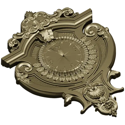Baroque Elegance Wall Clock STL Model for CNC Milling