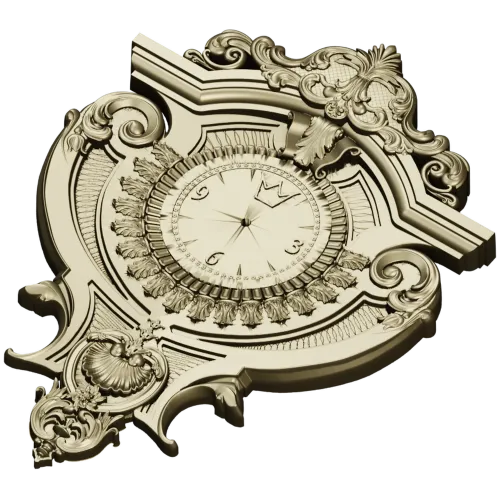 Baroque Elegance Wall Clock STL Model for CNC Milling