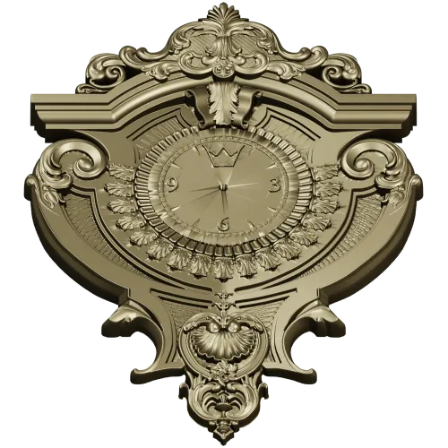 Baroque Elegance Wall Clock STL Model for CNC Milling