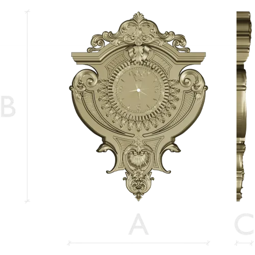 Baroque Elegance Wall Clock STL Model for CNC Milling