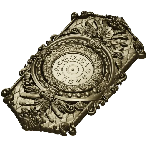 Ornate Hexagonal Decorative Clock Panel STL Model for CNC