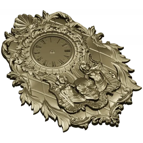 Ornate Baroque Wall Clock STL Model for CNC Milling