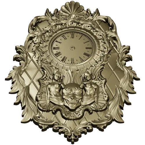Ornate Baroque Wall Clock STL Model for CNC Milling