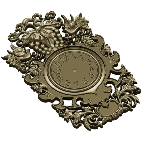 Ornate Baroque Clock Frame 3D Model in STL for CNC