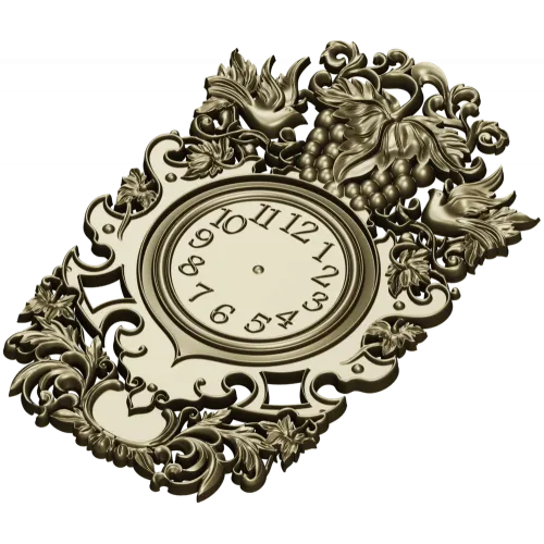 Ornate Baroque Clock Frame 3D Model in STL for CNC