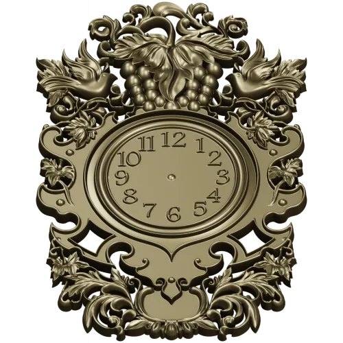 Ornate Baroque Clock Frame 3D Model in STL for CNC
